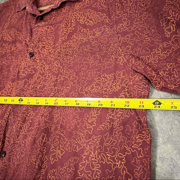 Ted Baker Men 5 US L Chaplin Coral Print 100% Linen Short Sleeve Button-Up Shirt - Picture 4 of 10